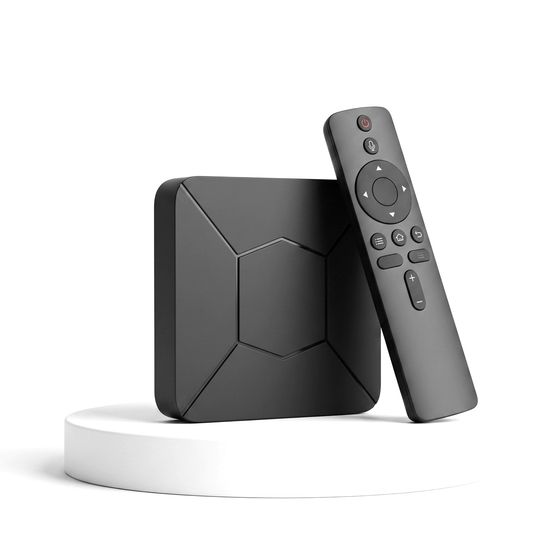 Zwarte Android TV Box met afstandsbediening