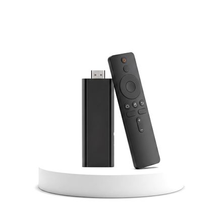 Google TV streaming stick met zwarte afstandsbediening