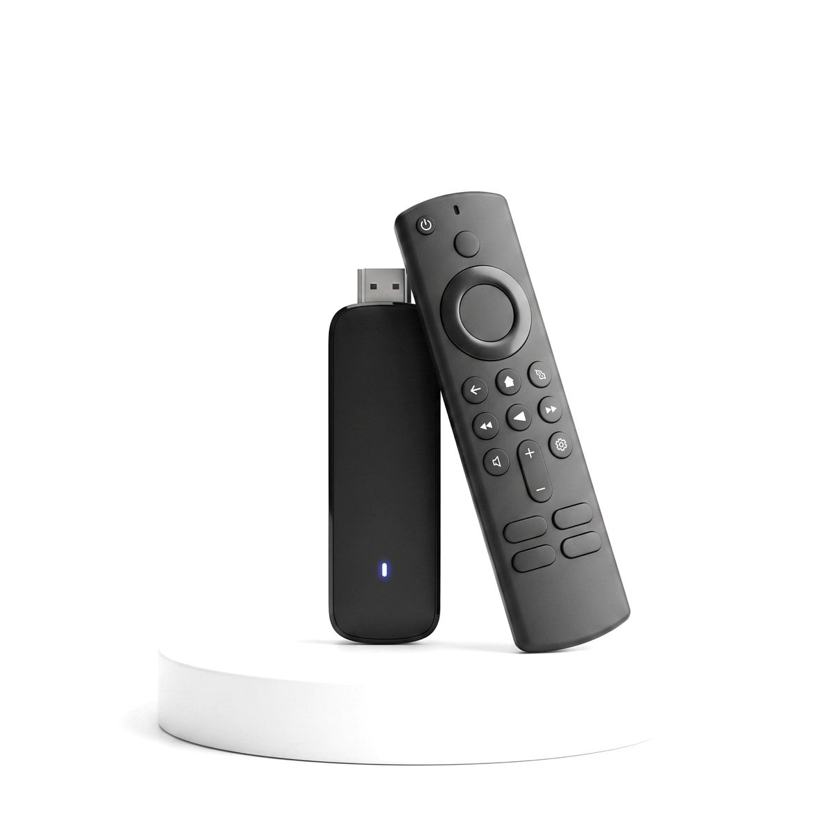 Zwarte 4K streaming stick met afstandsbediening