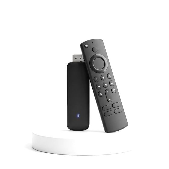 Zwarte 4K streaming stick met afstandsbediening