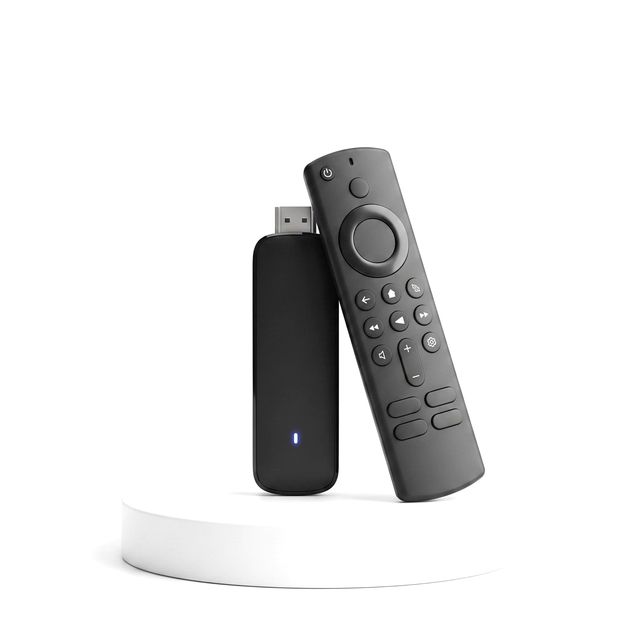 Zwarte 4K streaming stick met afstandsbediening
