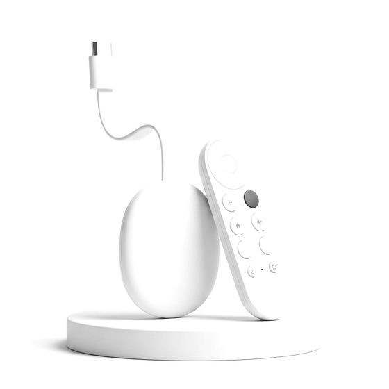 Witte Smart TV Streamer met witte afstandsbediening